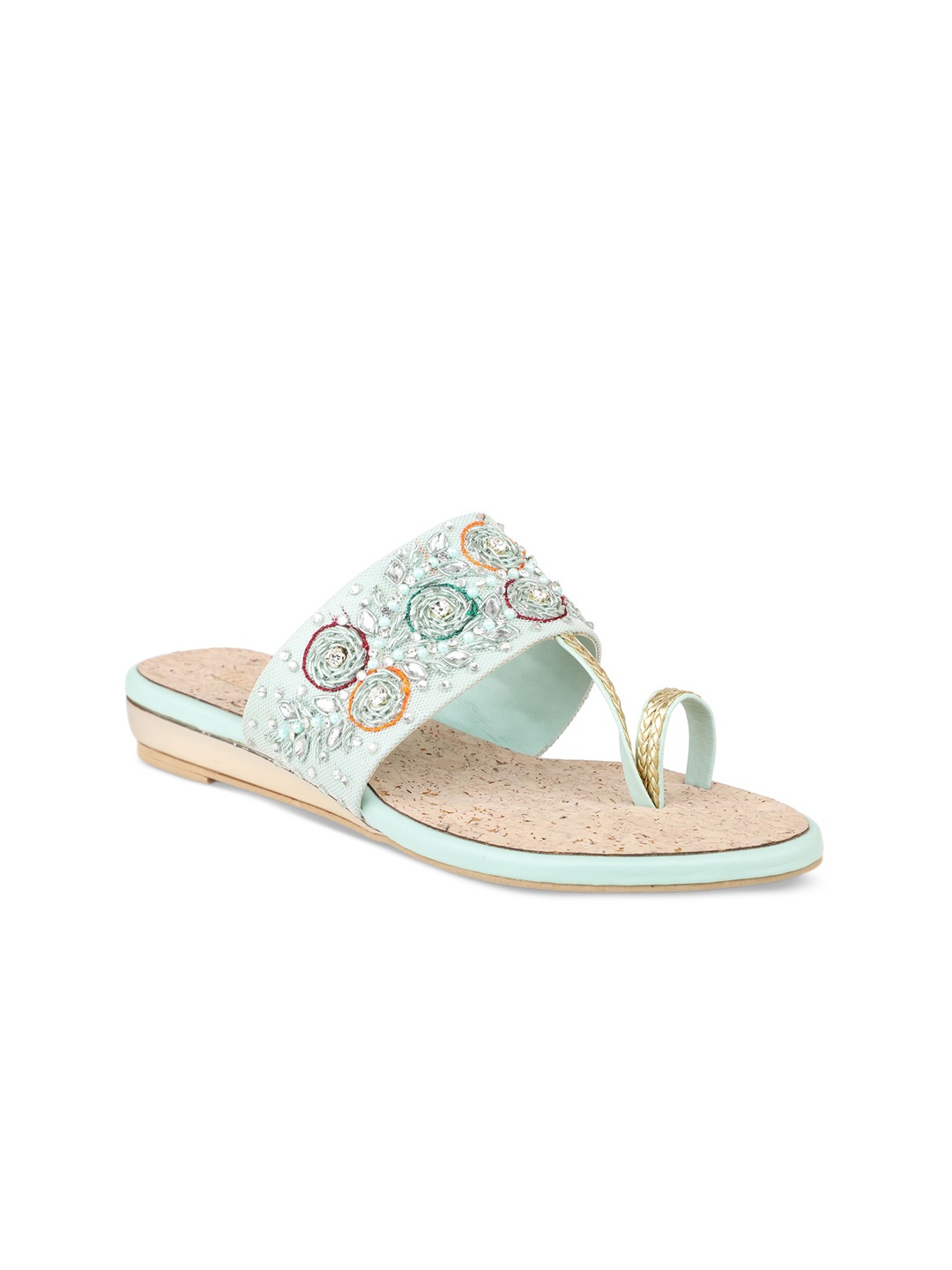 

Inc 5 Women Sea Green Printed Ethnic One Toe Flats