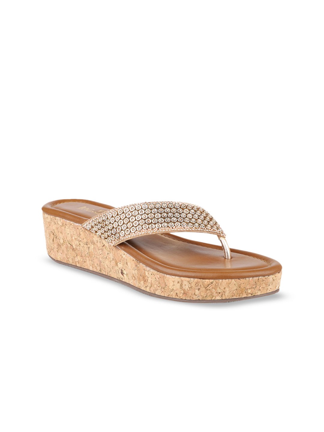 

Inc 5 Women Rose Gold Embellished Ethnic Wedge Heels