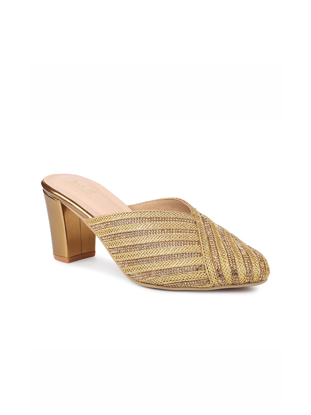 

Inc 5 Women Gold-Toned Ethnic Block Mules