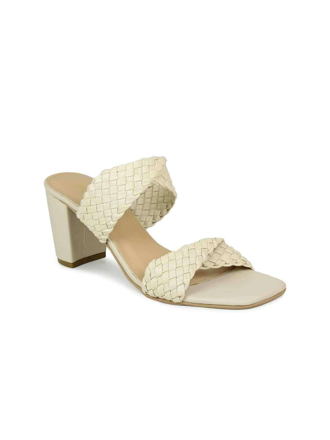 Inc 5 Women Beige Woven Design Block Heels