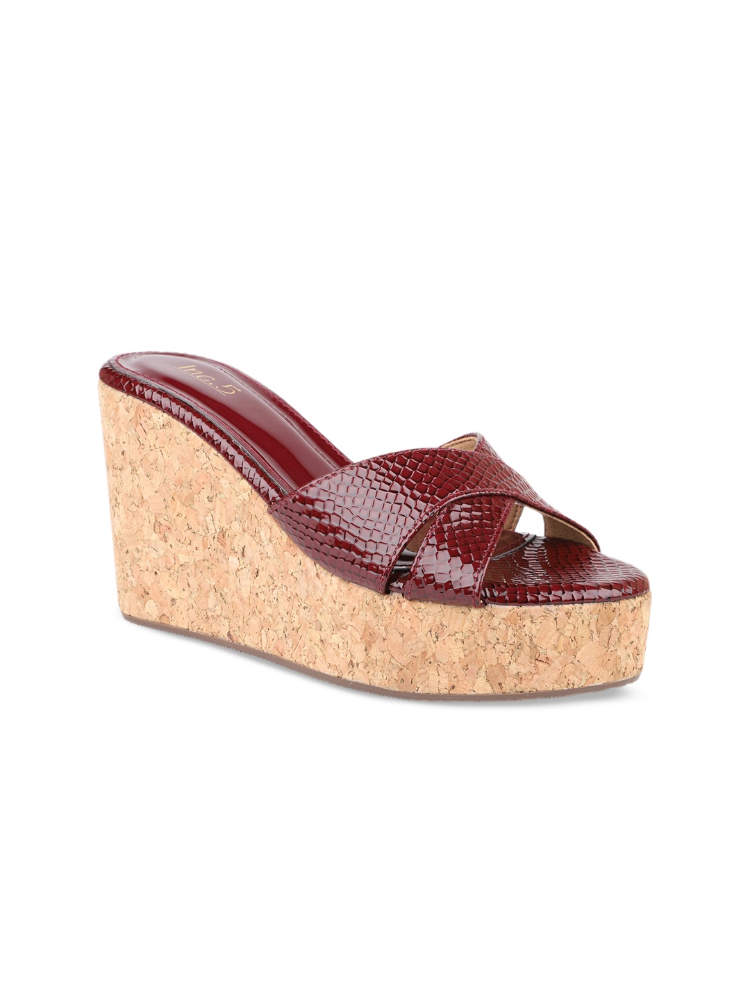 

Inc 5 Women Maroon Textured Wedge Heels