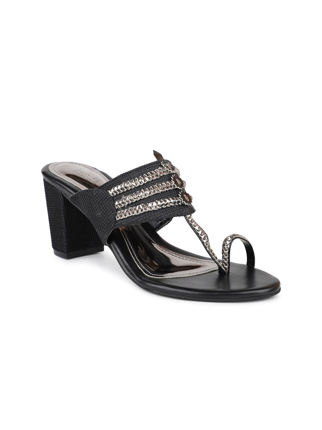 

Inc 5 Women Black Embellished Ethnic Block Heels