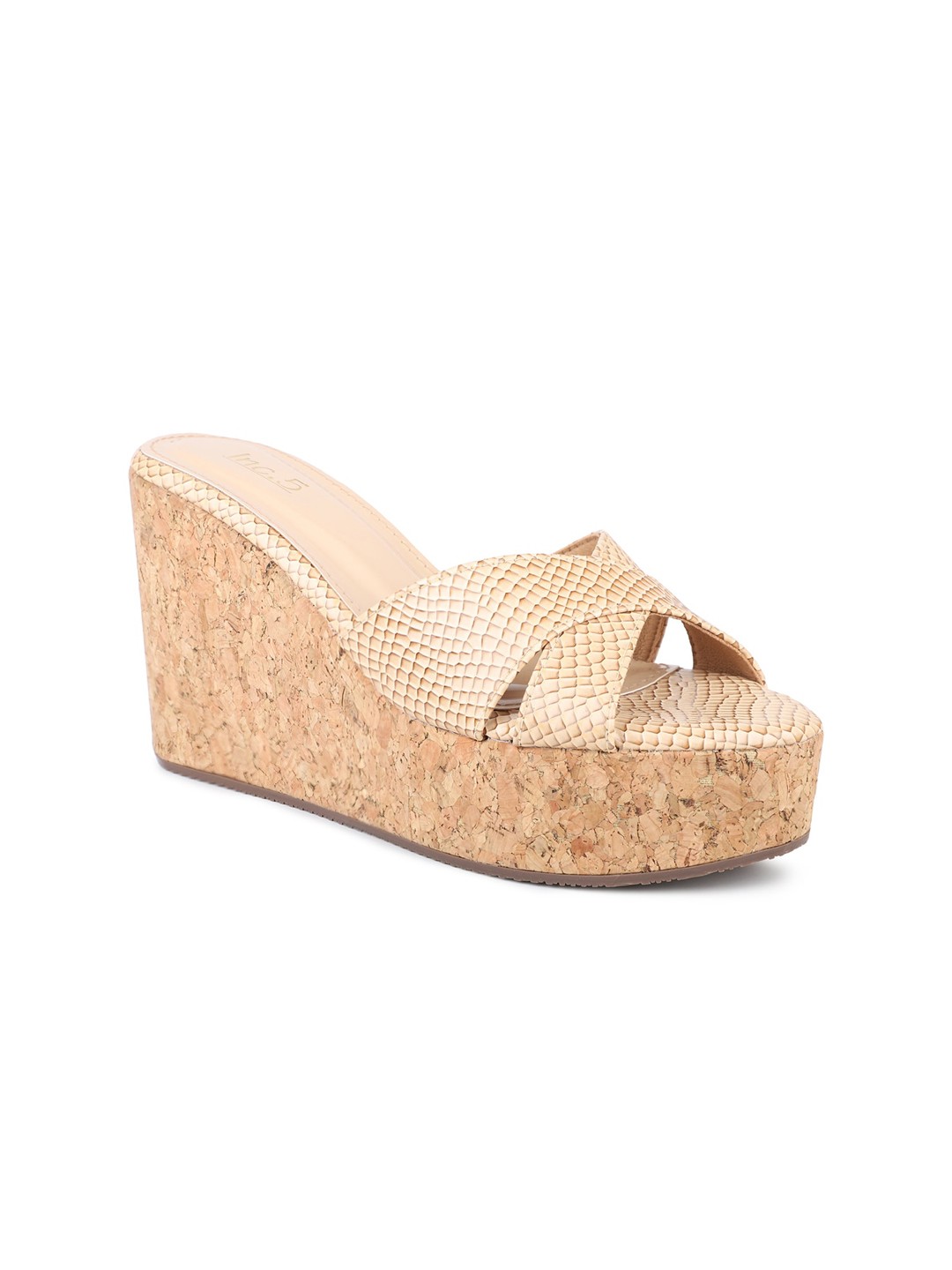 

Inc 5 Women Beige Textured Wedge Heels