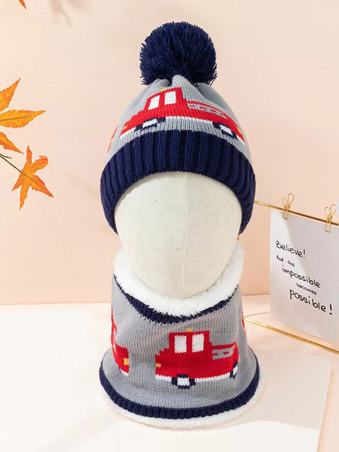 

Little Surprise Box LLP Kids Red & Grey Self Printed Muffler