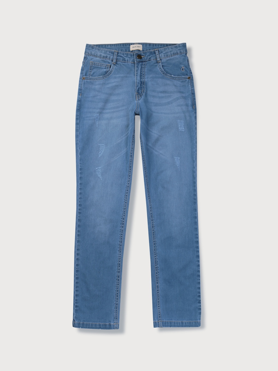 

Gini and Jony Boys Blue Low Distress Light Fade Cotton Jeans