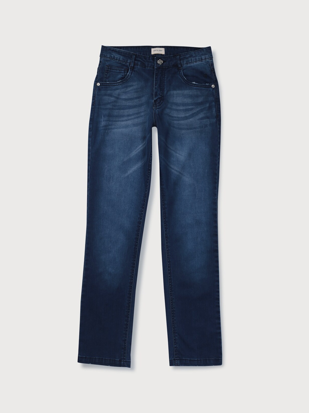 

Gini and Jony Boys Navy Blue Low Distress Light Fade Cotton Jeans
