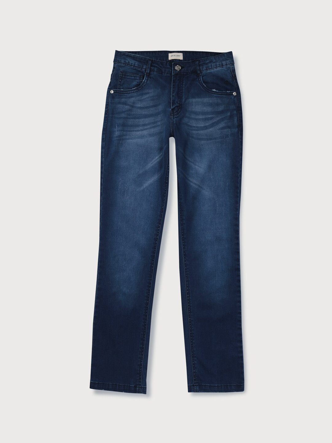 

Gini and Jony Boys Navy Blue Low Distress Light Fade Cotton Jeans