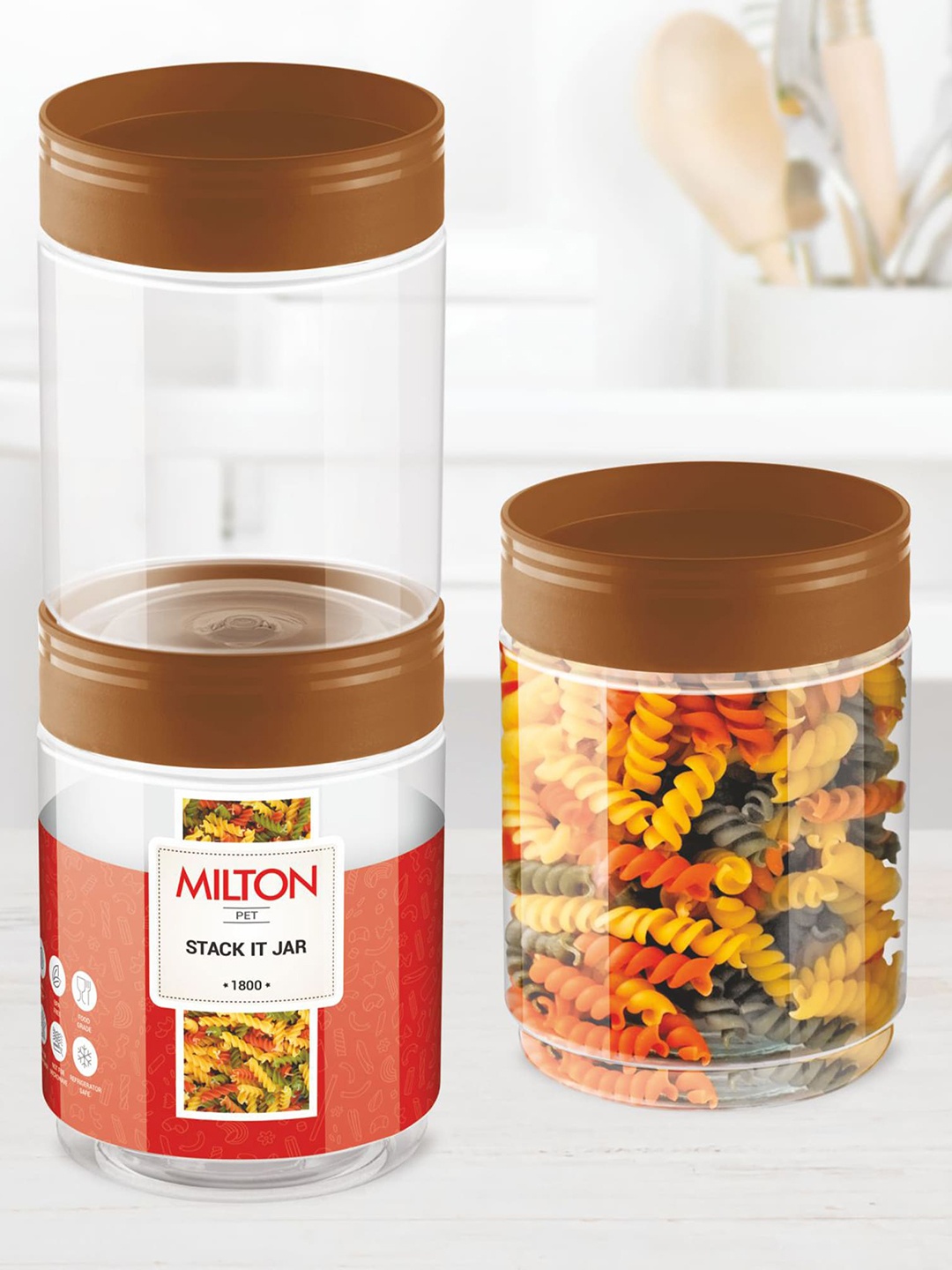 

Milton Brown & Transparent Stack IT 1800 Plastic Kitchen Storage Container 1.67 L