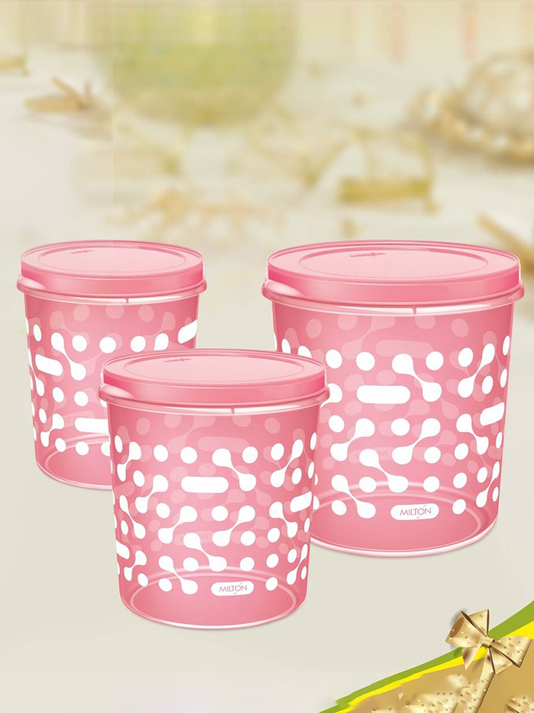 

Milton Storex Pink Set Of 3 Printed Food Containers 4.86 L 6.97 L & 10 L