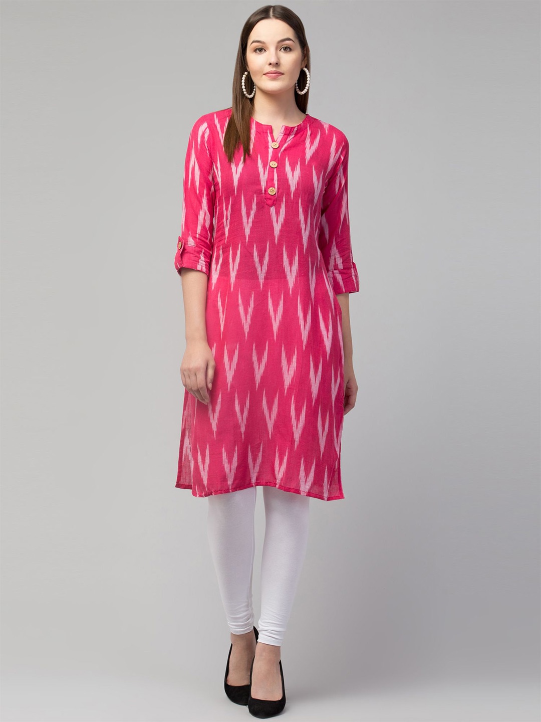 

Apraa & Parma Women Pink Chevron Pure Cotton Kurta
