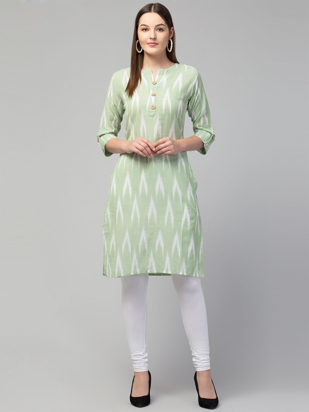 

Apraa & Parma Chevron Pure Cotton Kurta, Lime green