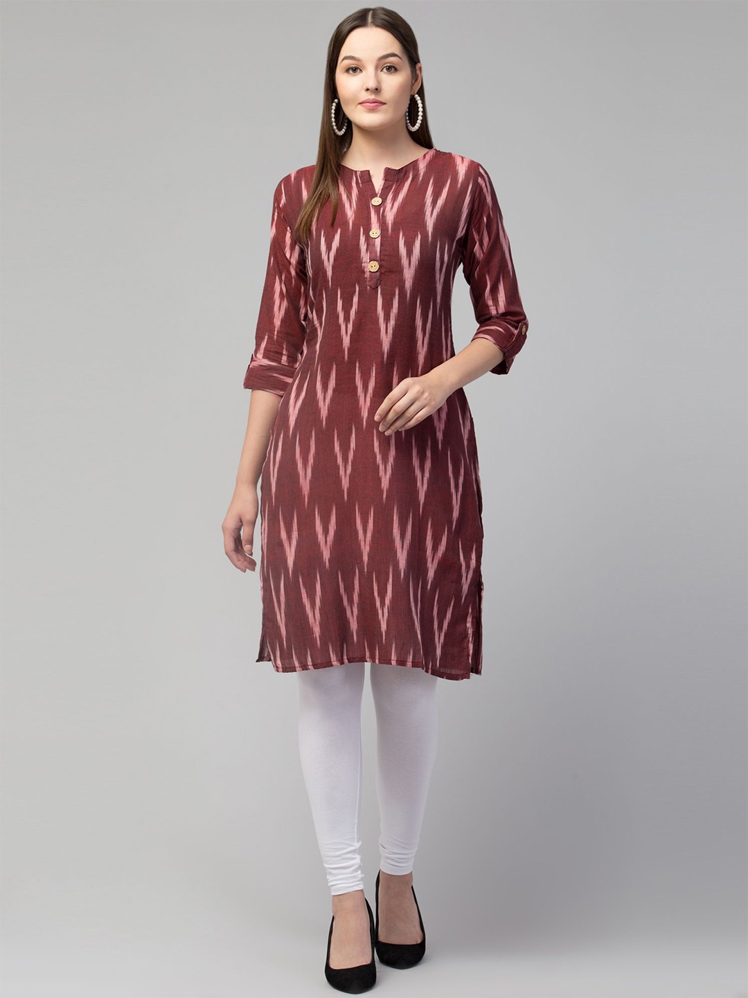 

Apraa & Parma Chevron Pure Cotton Kurta, Maroon