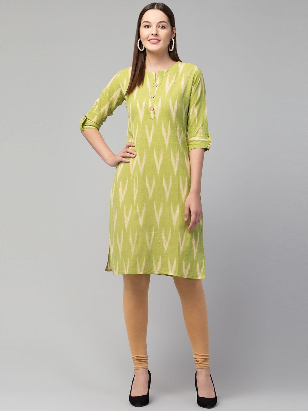 

Apraa & Parma Women Green Chevron Pure Cotton Kurta