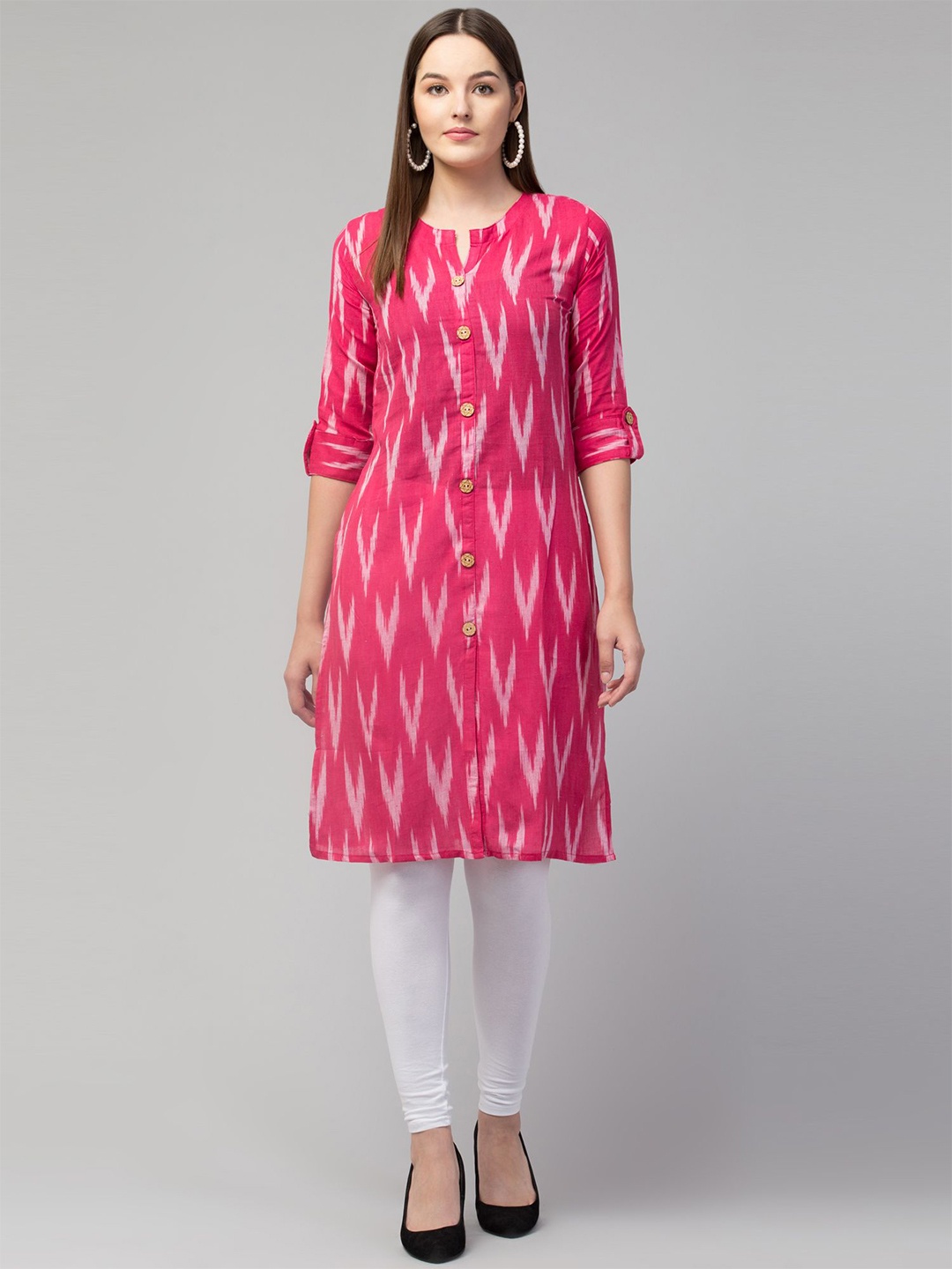 

Apraa & Parma Women Pink Chevron Pure Cotton Kurta