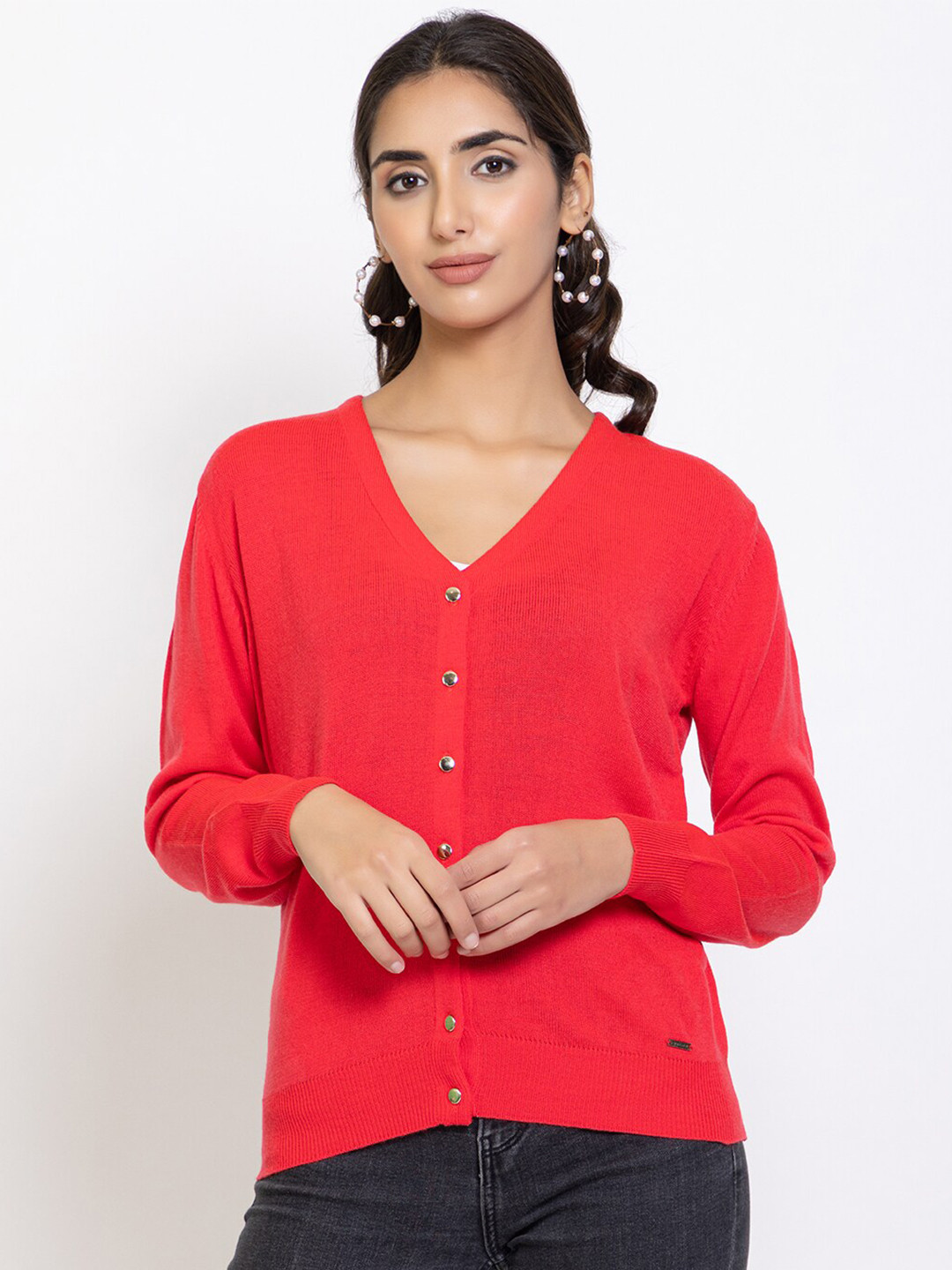 

Species Women Red Solid Cardigan