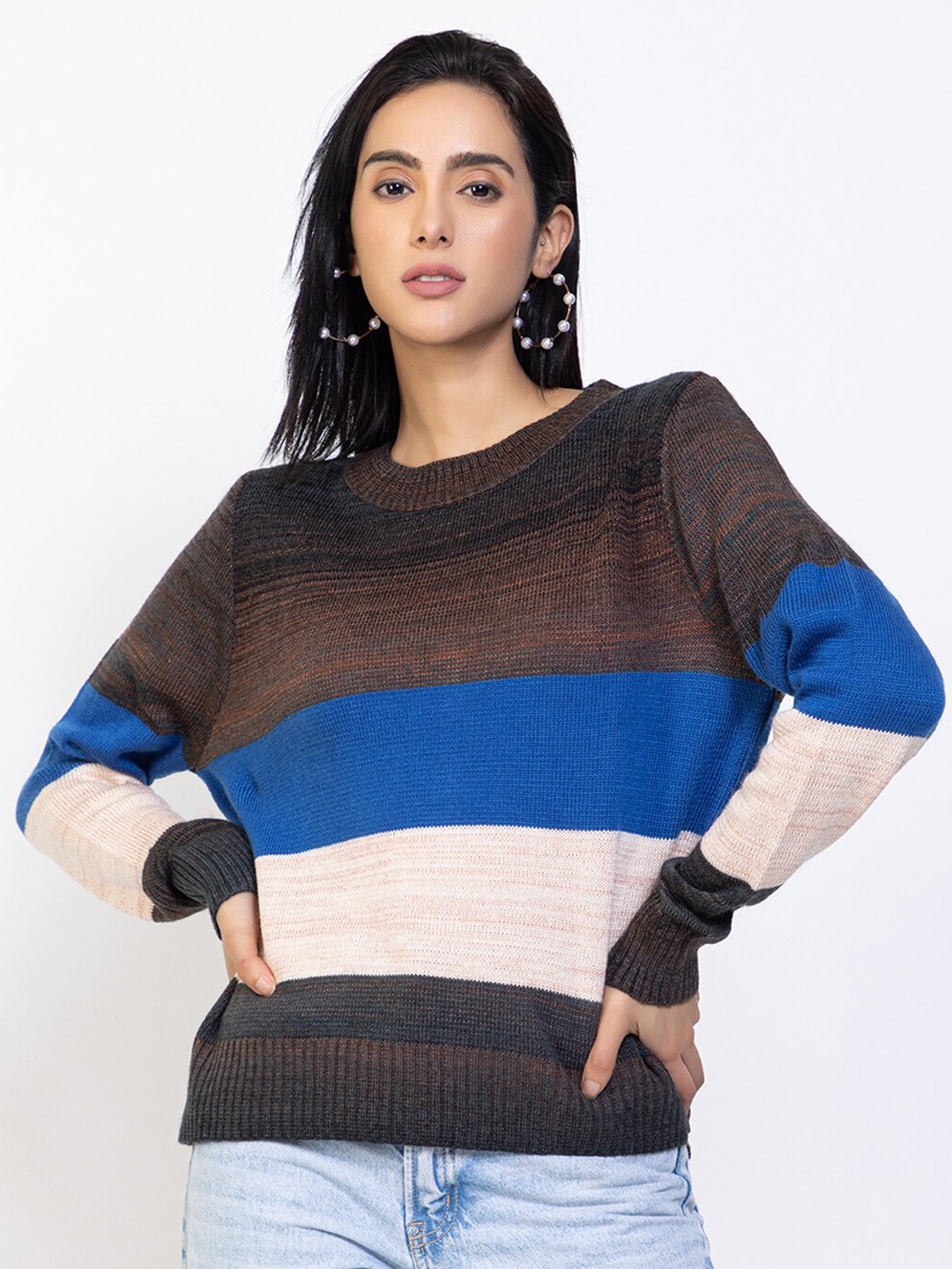 

Species Women Brown & Blue Colourblocked Pullover