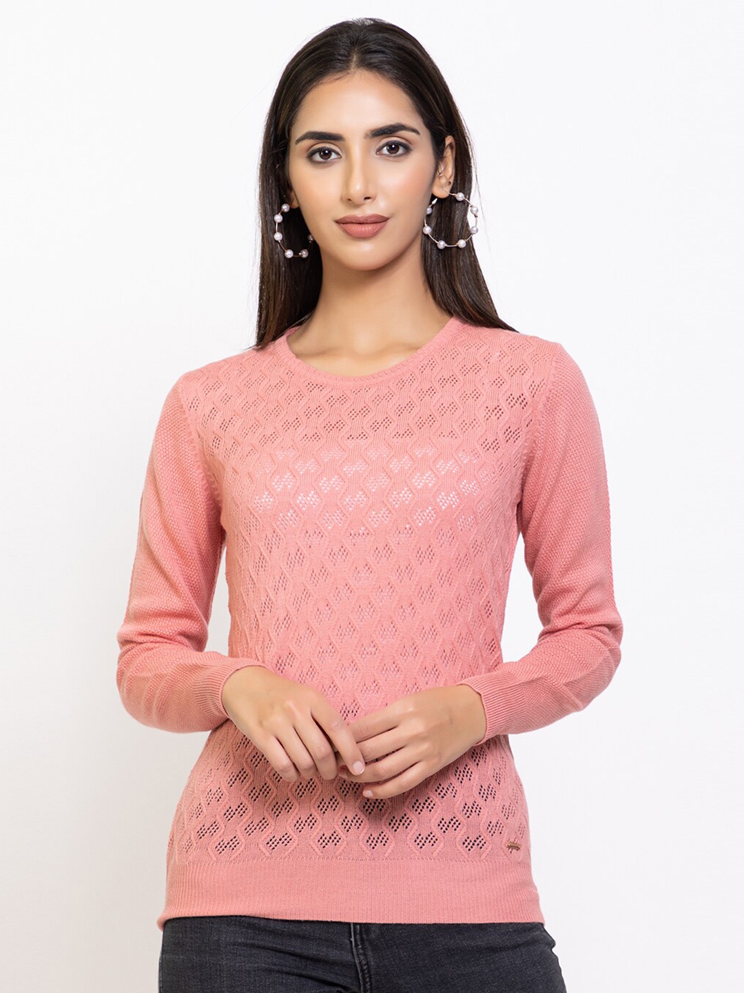 

Species Women Pink Open Knit Pullover