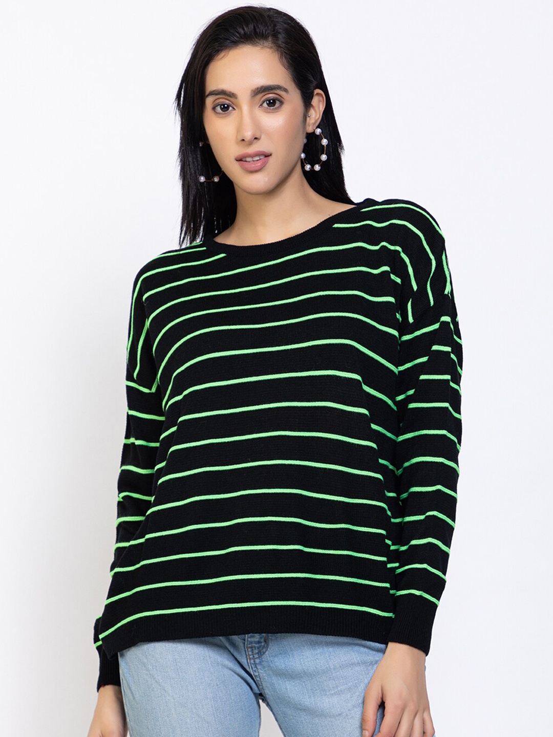 

Species Women Black & Green Striped Pullover