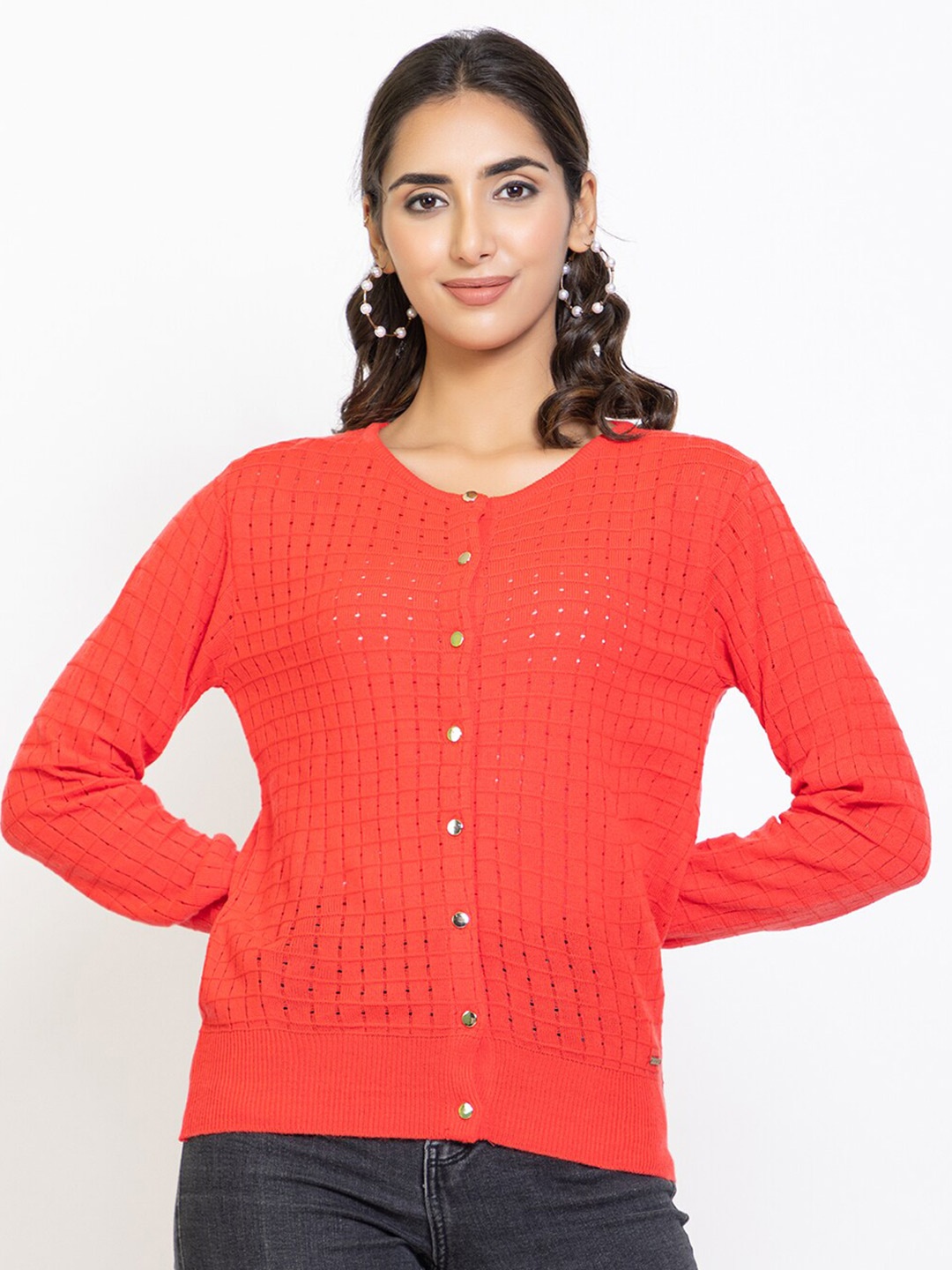 

Species Women Coral Open Knit Cardigan