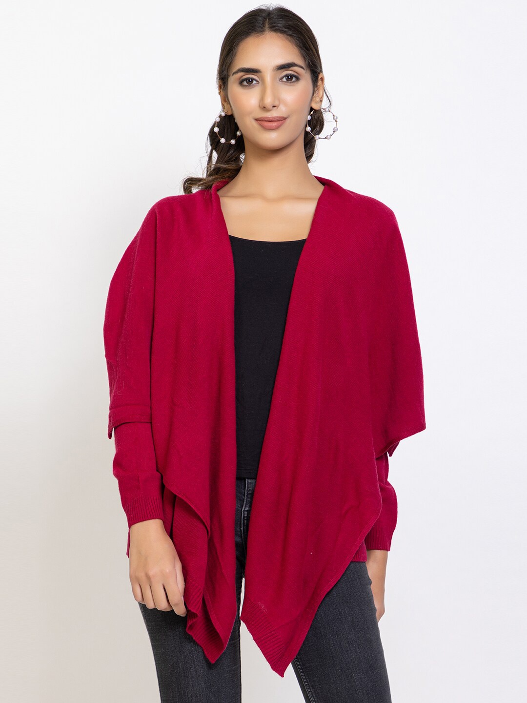 

Species Women Pink Solid Longline Front-Open Sweater