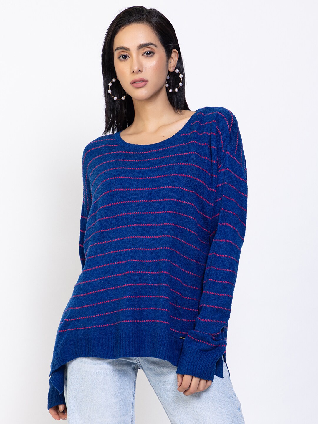

Species Women Blue & Pink Striped Pullover