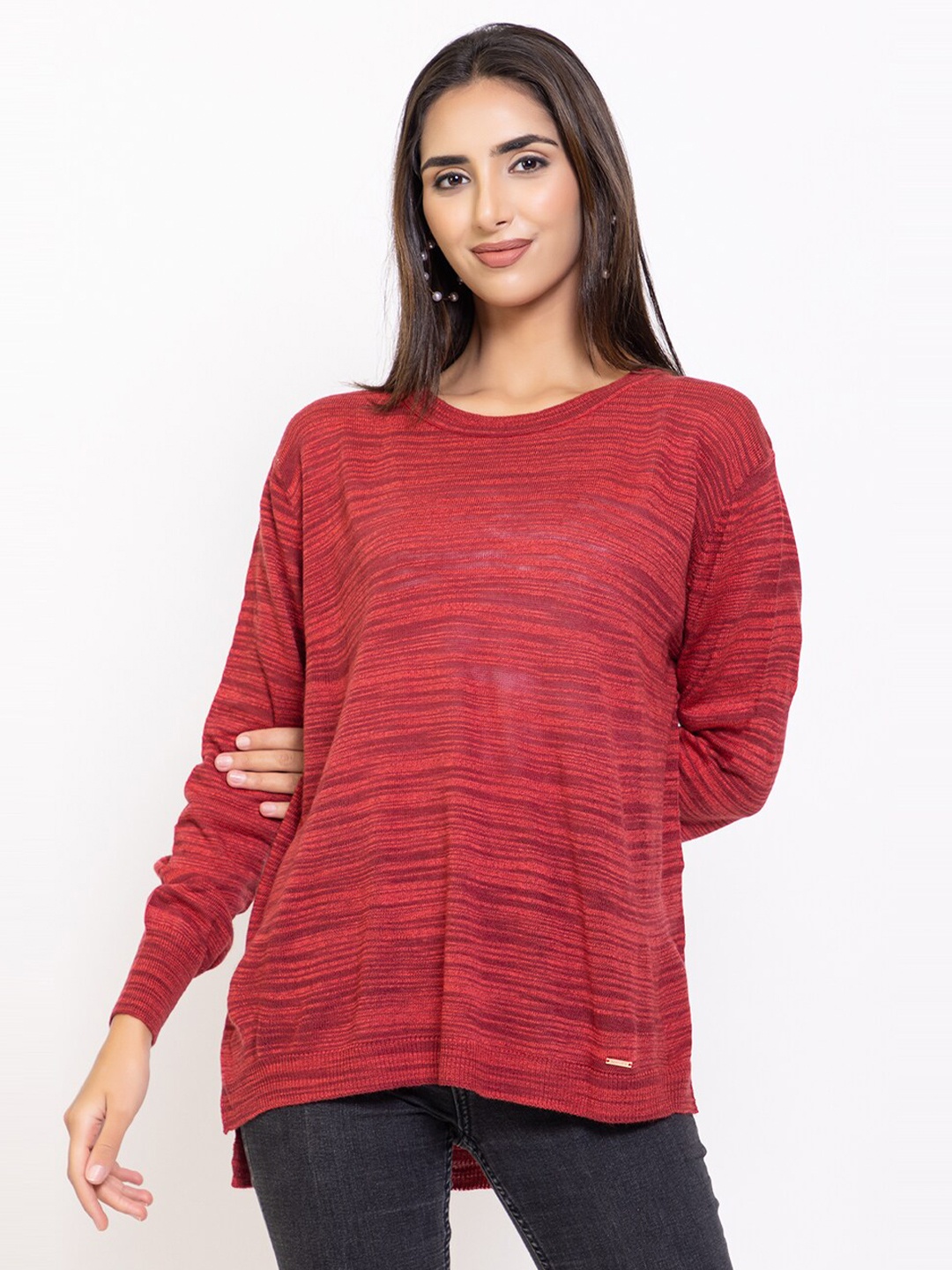 

Species Women Maroon Self Design Pullover