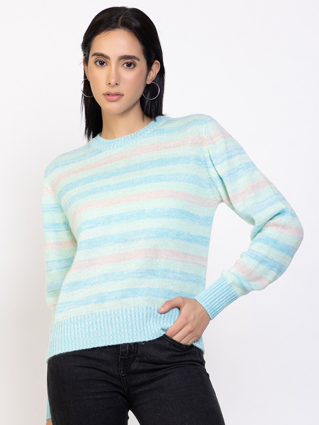 

Species Women Blue & Pink Striped Pullover