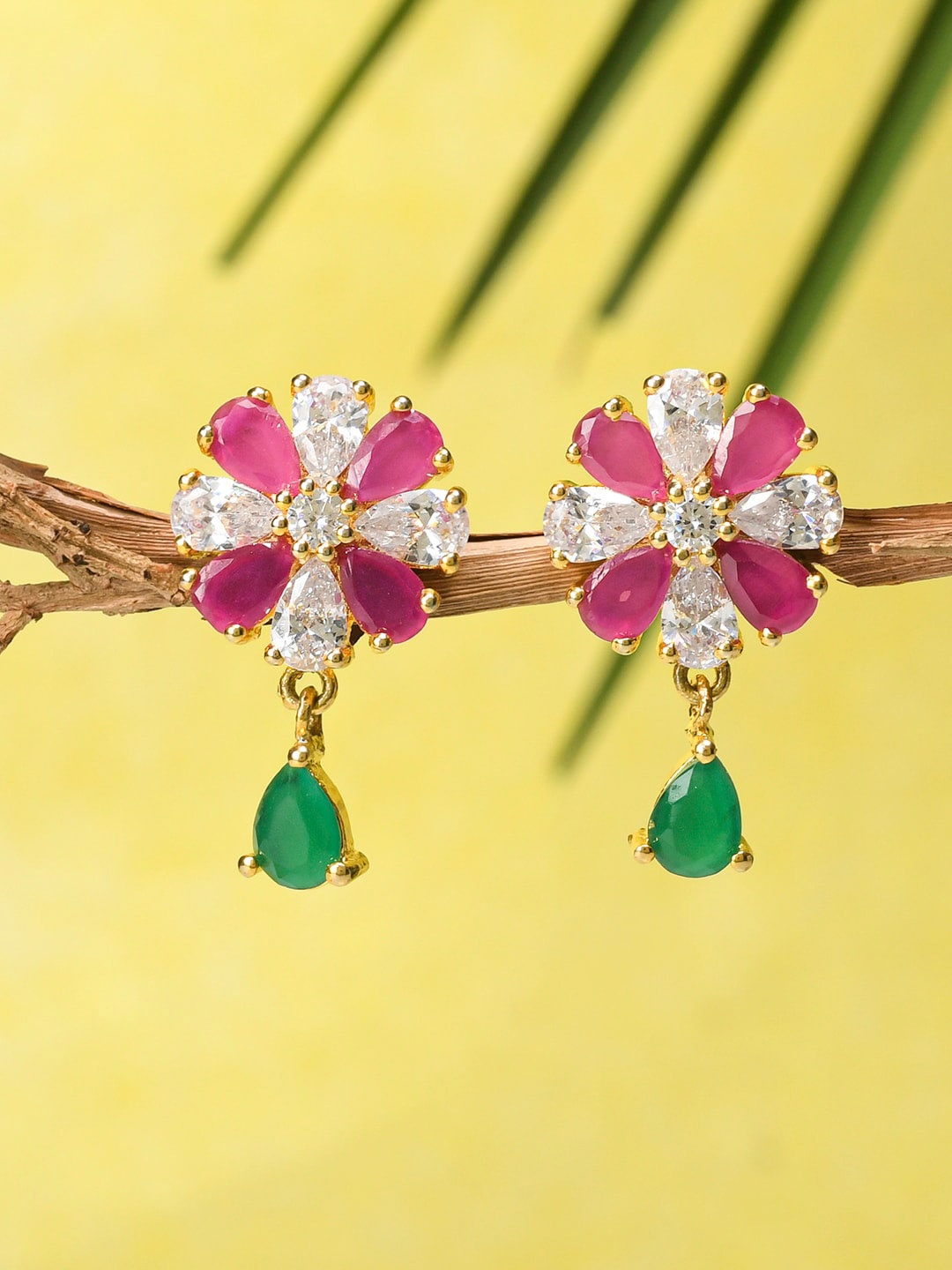 

Voylla Gold-Toned Contemporary Drop Earrings