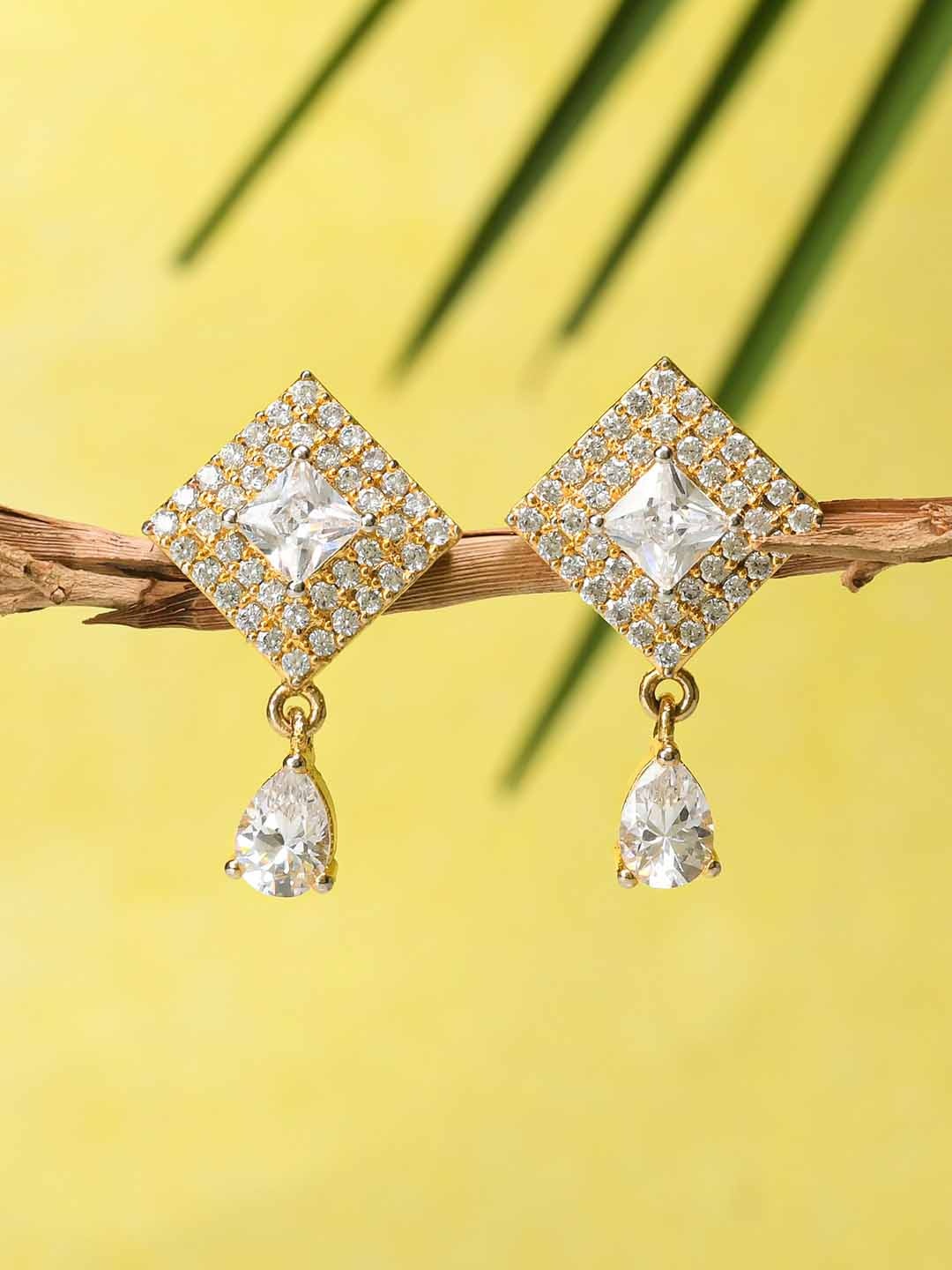 

Voylla Gold-Toned & Gold Plated Contemporary Drop Earrings