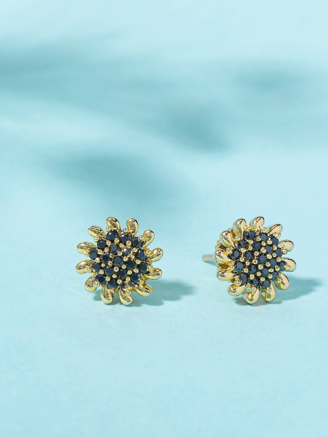 

Voylla Gold-Toned & Black Gold Plated Contemporary Studs Earrings