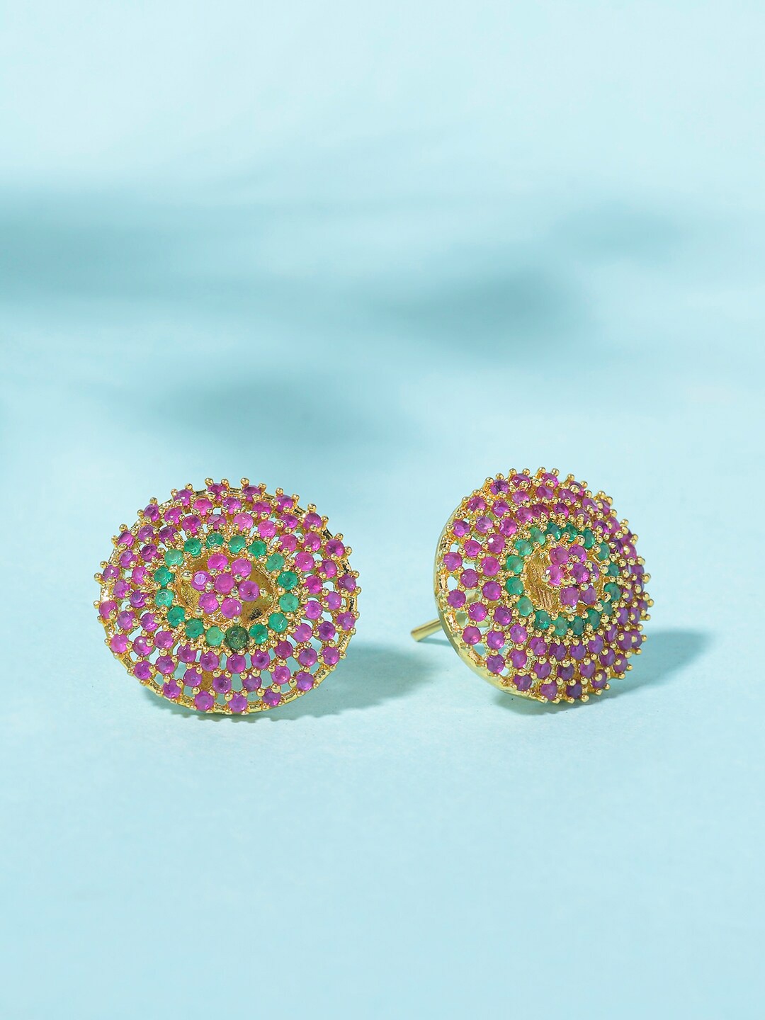 

Voylla Gold-Toned & Pink Gold Plated Contemporary Studs Earrings