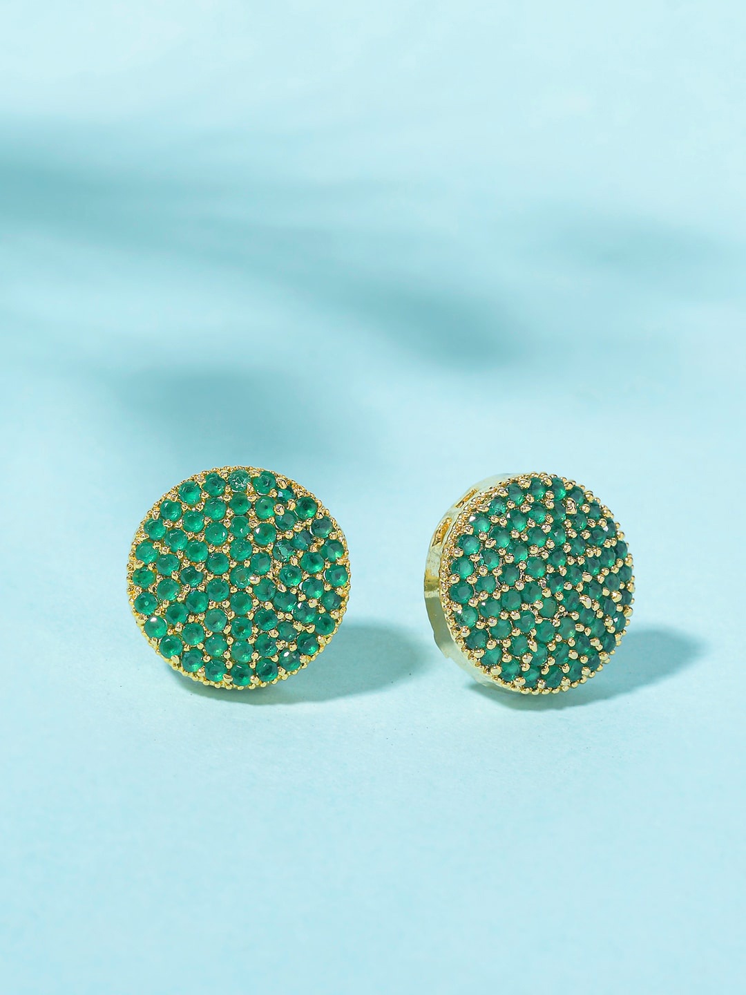 

Voylla Gold-Toned & Green Gold Plated Contemporary Studs Earrings