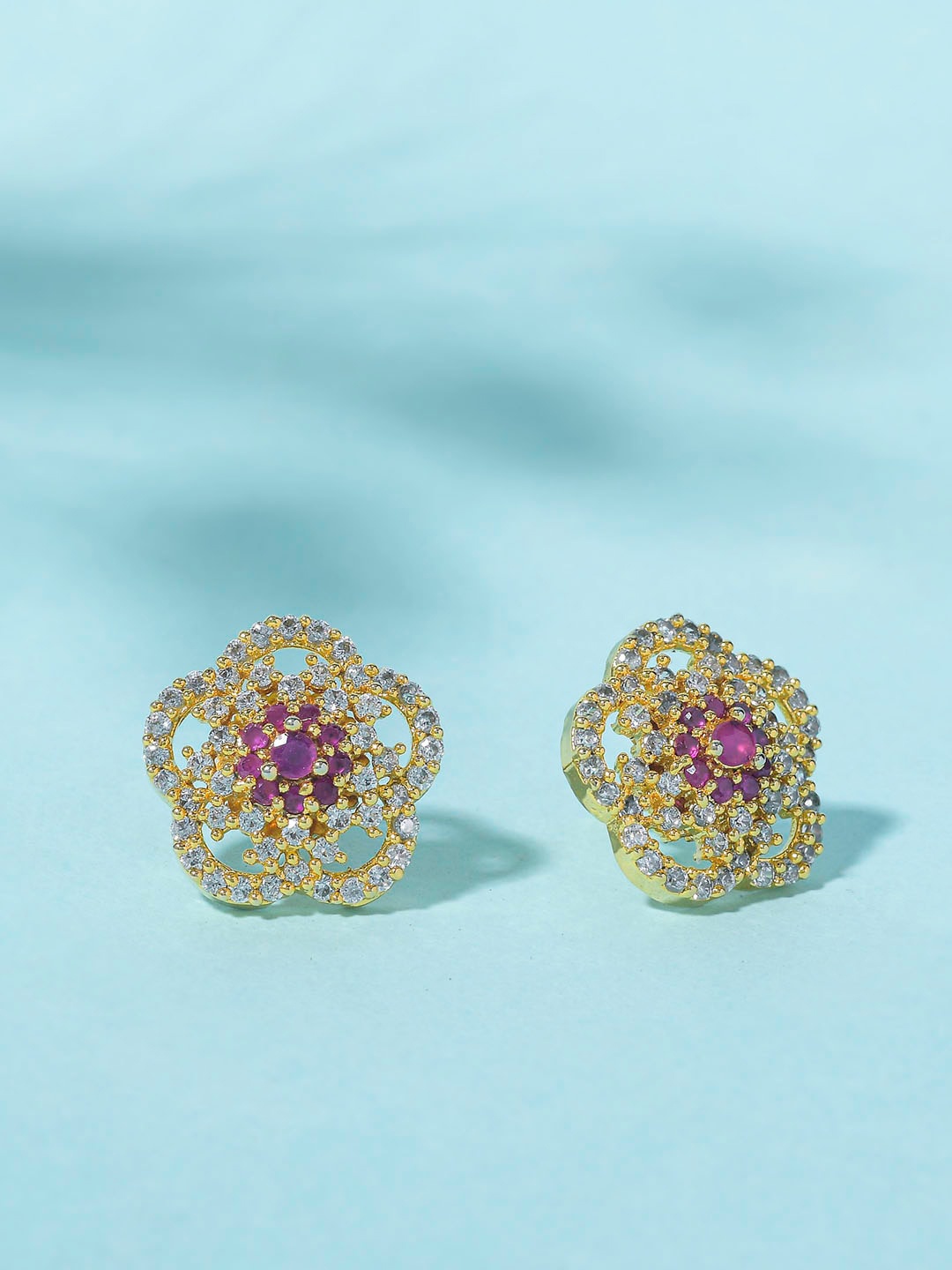 

Voylla Gold-Toned & Pink Gold Plated Contemporary Studs Earrings