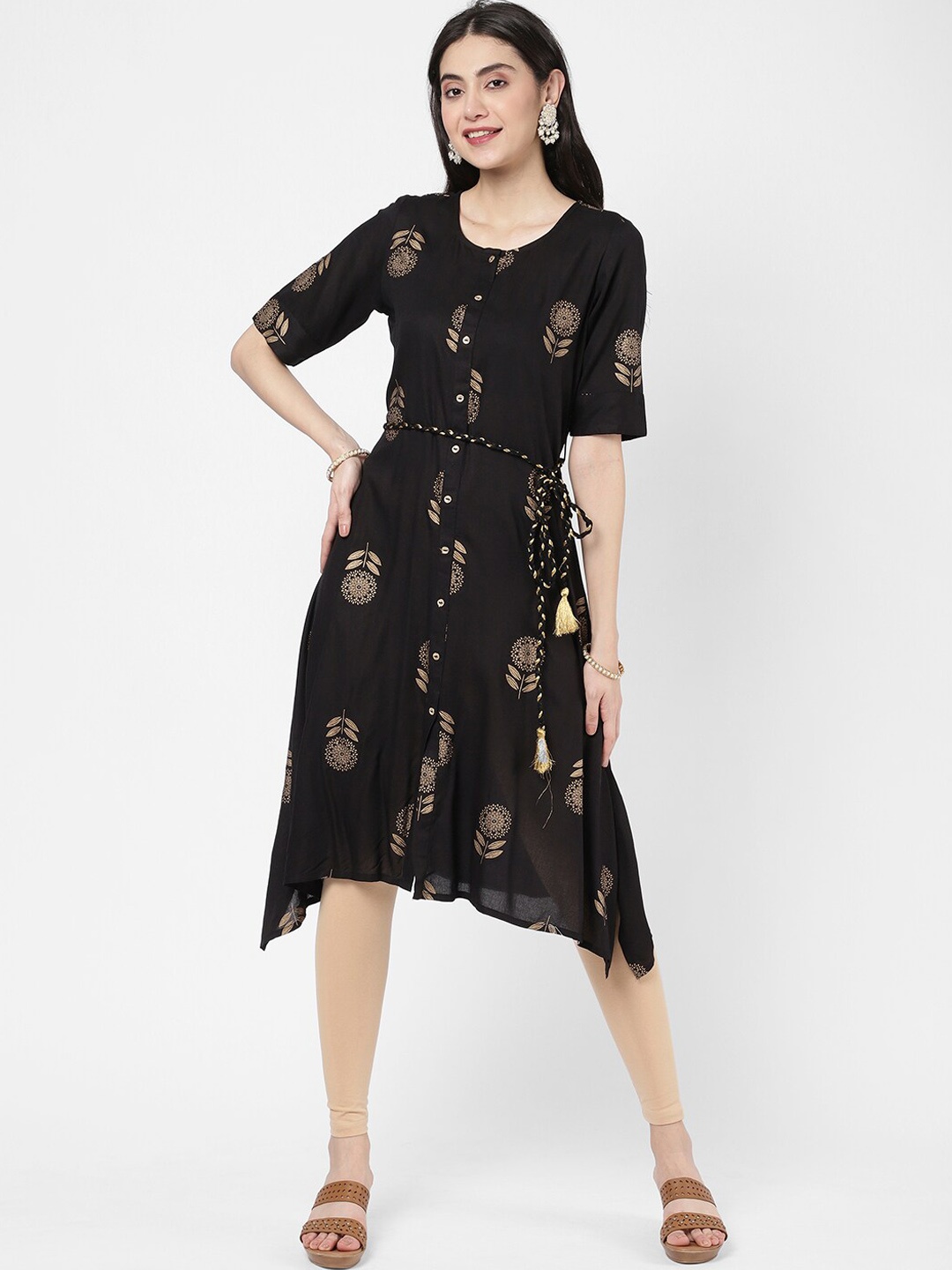 

R&B Women Black Floral Printed Kurta