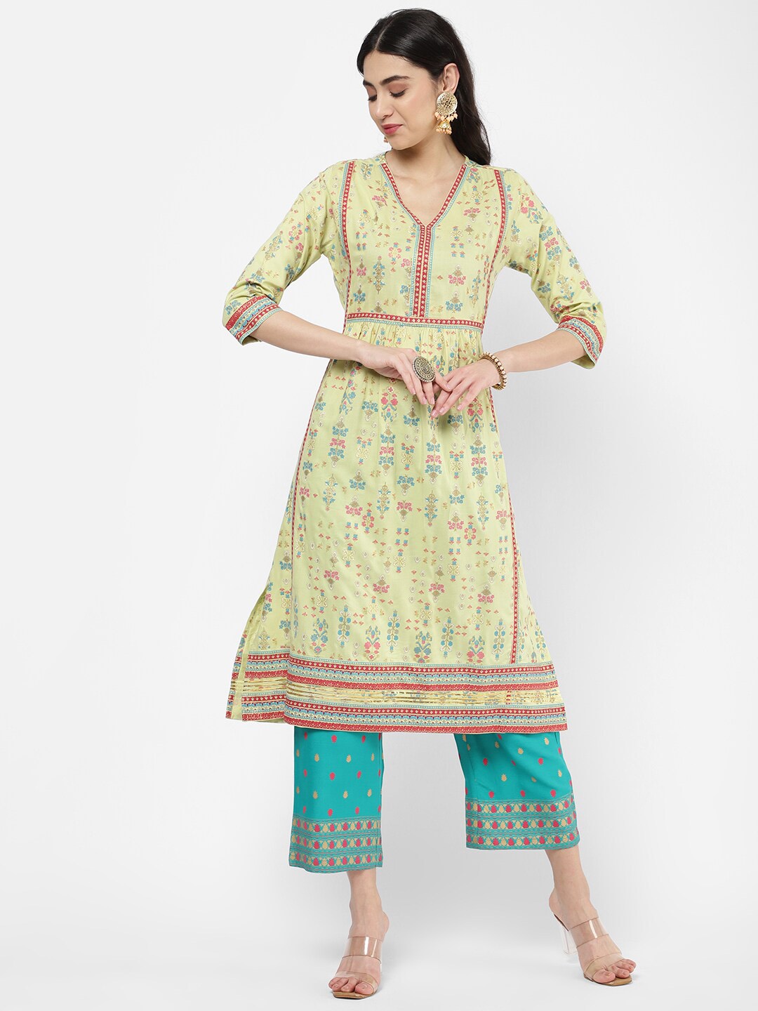 

R&B Women Yellow Floral Printed Kurta