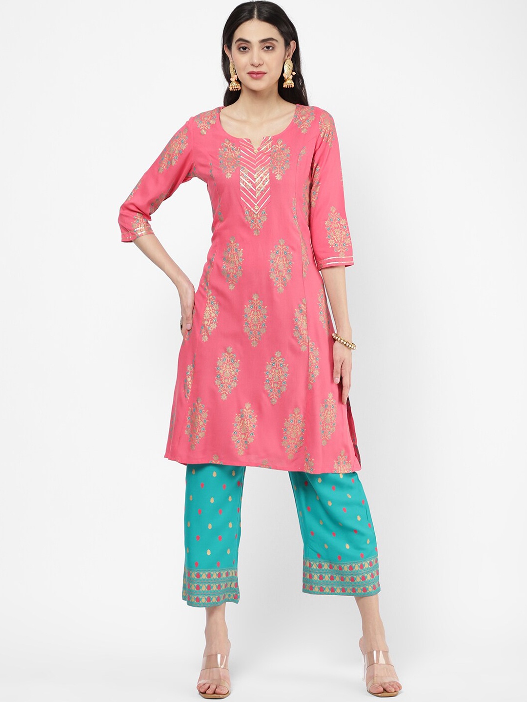 

R&B Women Purple Ethnic Motifs Printed Gotta Patti Kurta