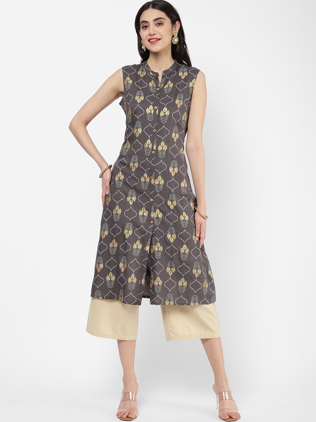 

R&B Paisley Printed A-Line Regular Cotton Kurta, Mauve