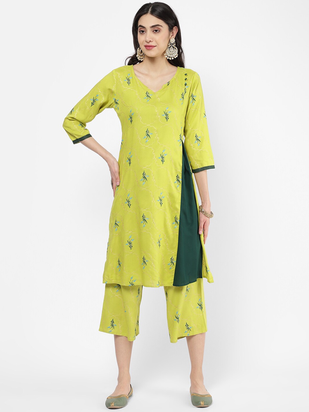 

R&B Women Green Floral Printed Pure Cotton Kurta