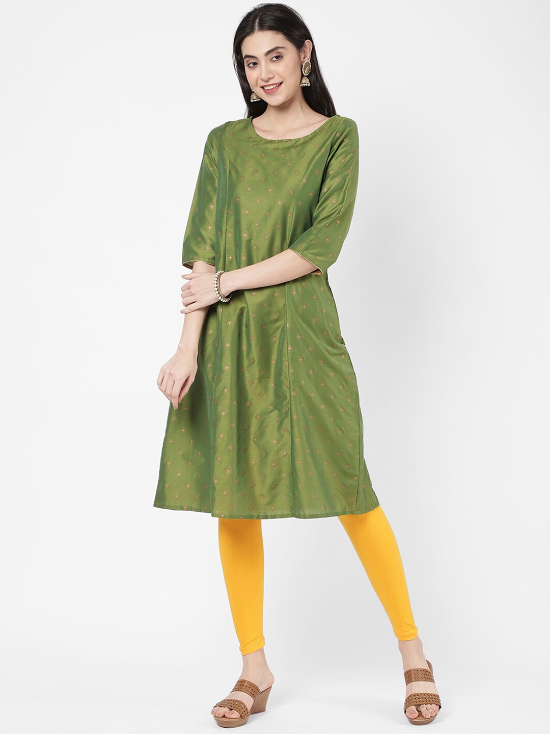 

R&B Women Green Floral Printed Cotton Kurta