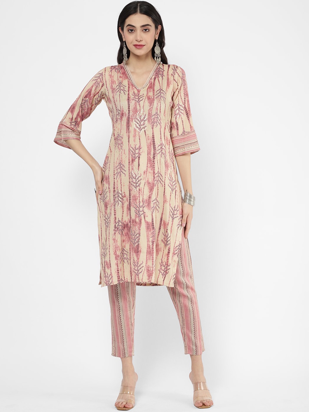 

R&B Abstract Printed Cotton Kurta, Pink
