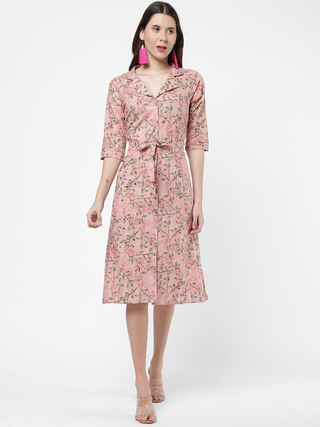 

R&B Floral Printed Cotton Kurta, Pink