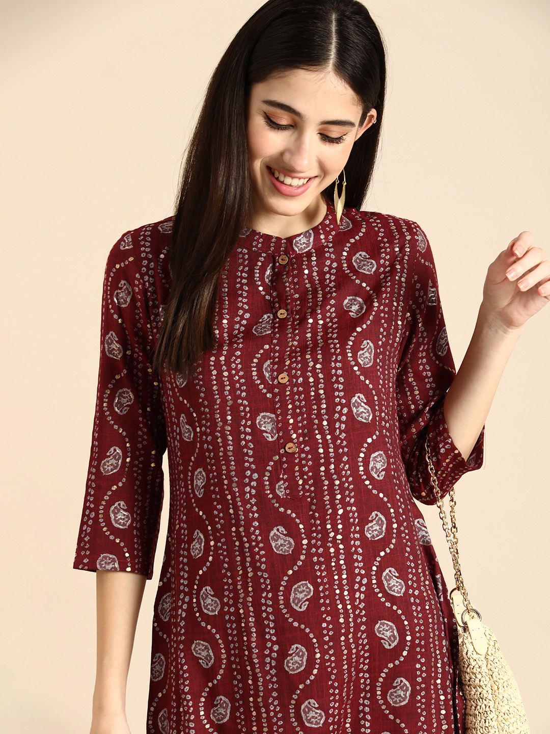 

Anouk Women Ethnic Motifs Printed Kurta, Maroon