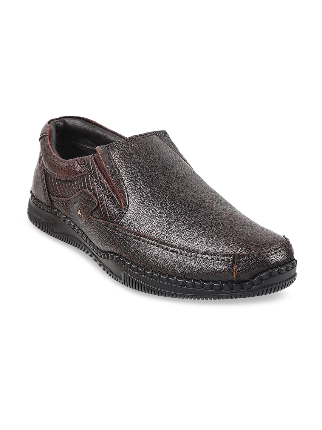 

Metro Men Brown Solid Leather Slip-On