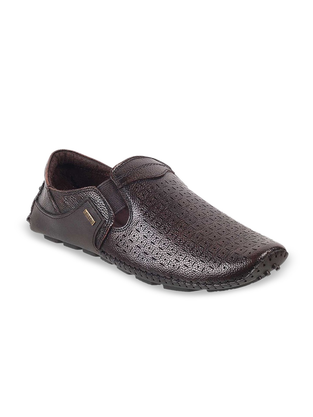 

Metro Men Brown Textured Leather Loafers