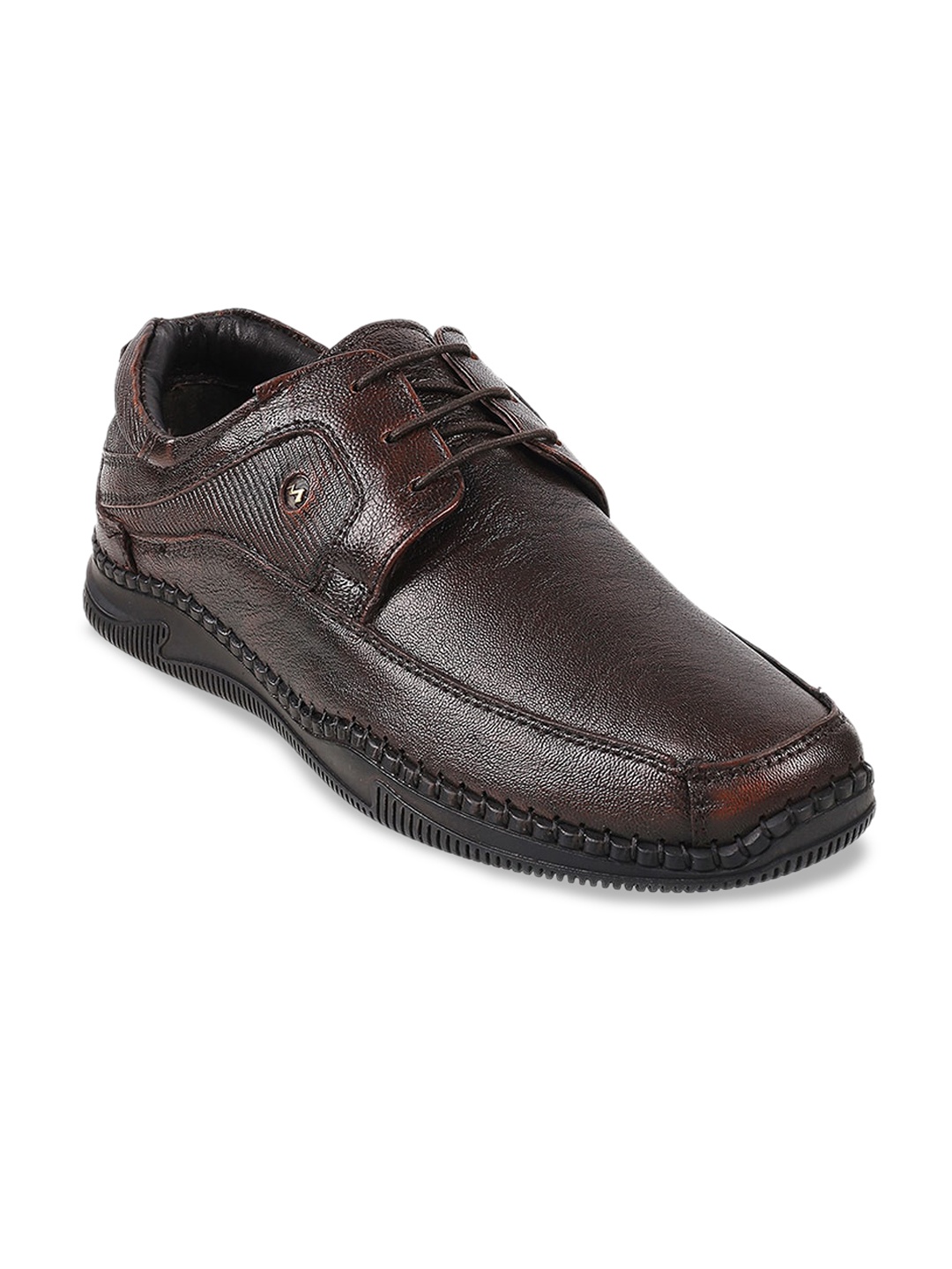 

Metro Men Brown Solid Leather Formal Derbys
