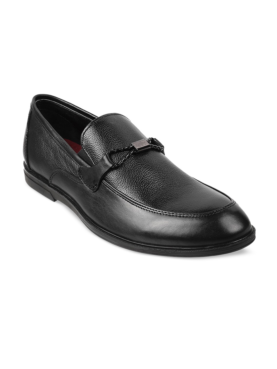 

Metro Men Black Solid Leather Formal Loafers