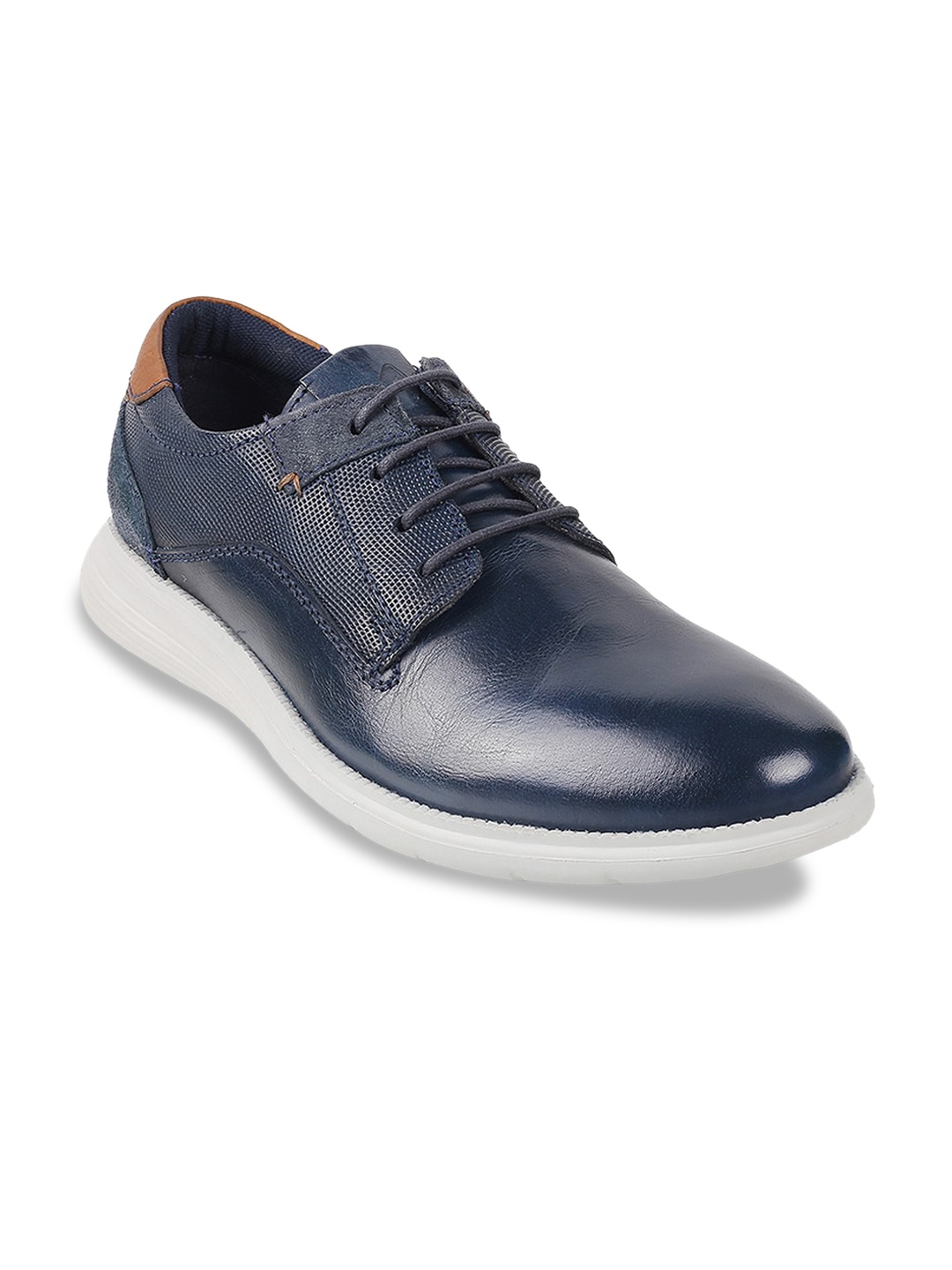 

Metro Men Navy Blue Textured Leather Formal Derby