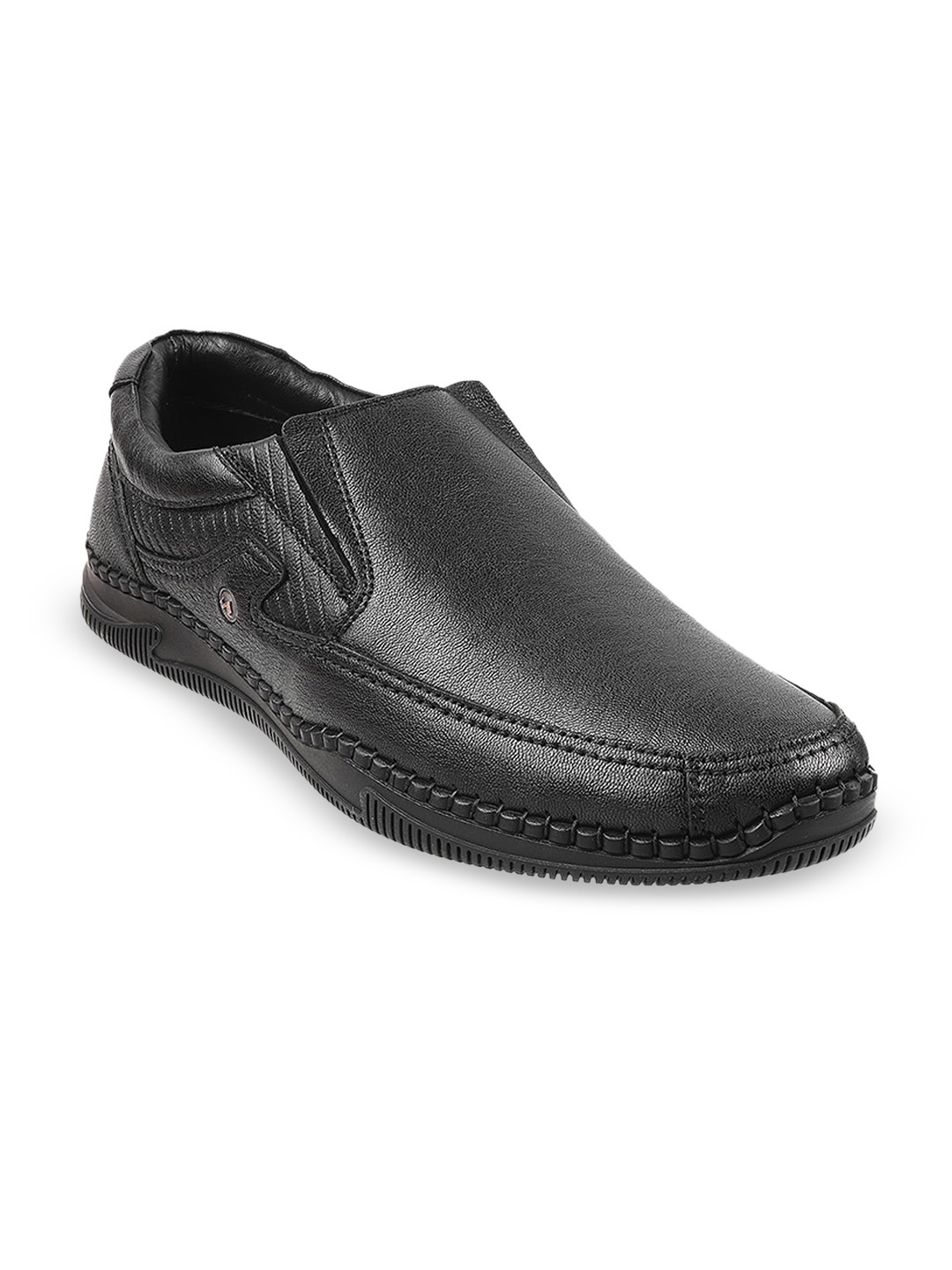 

Metro Men Black Solid Leather Formal Loafers