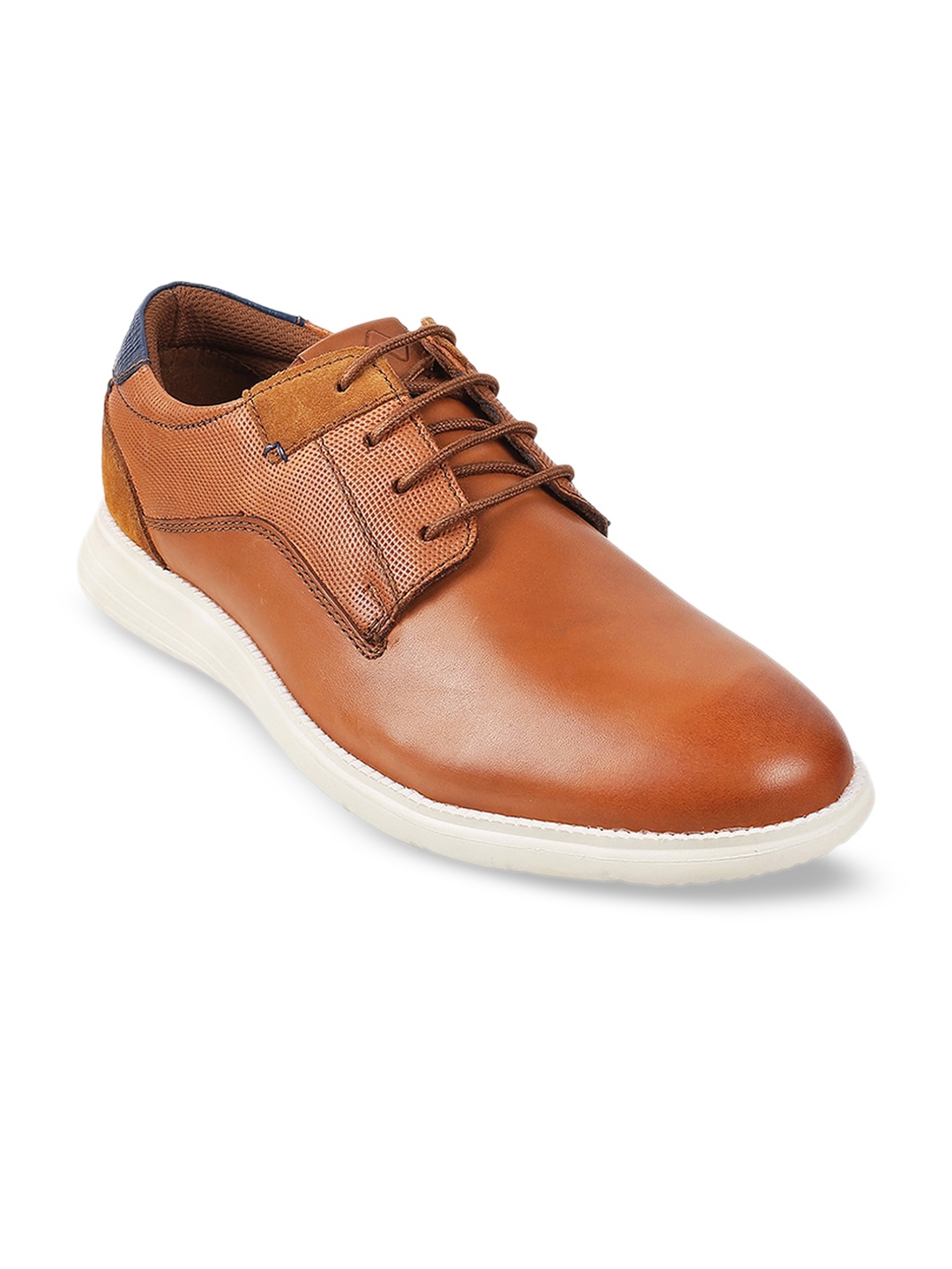 

Metro Men Tan Brown Solid Leather Formal Derbys