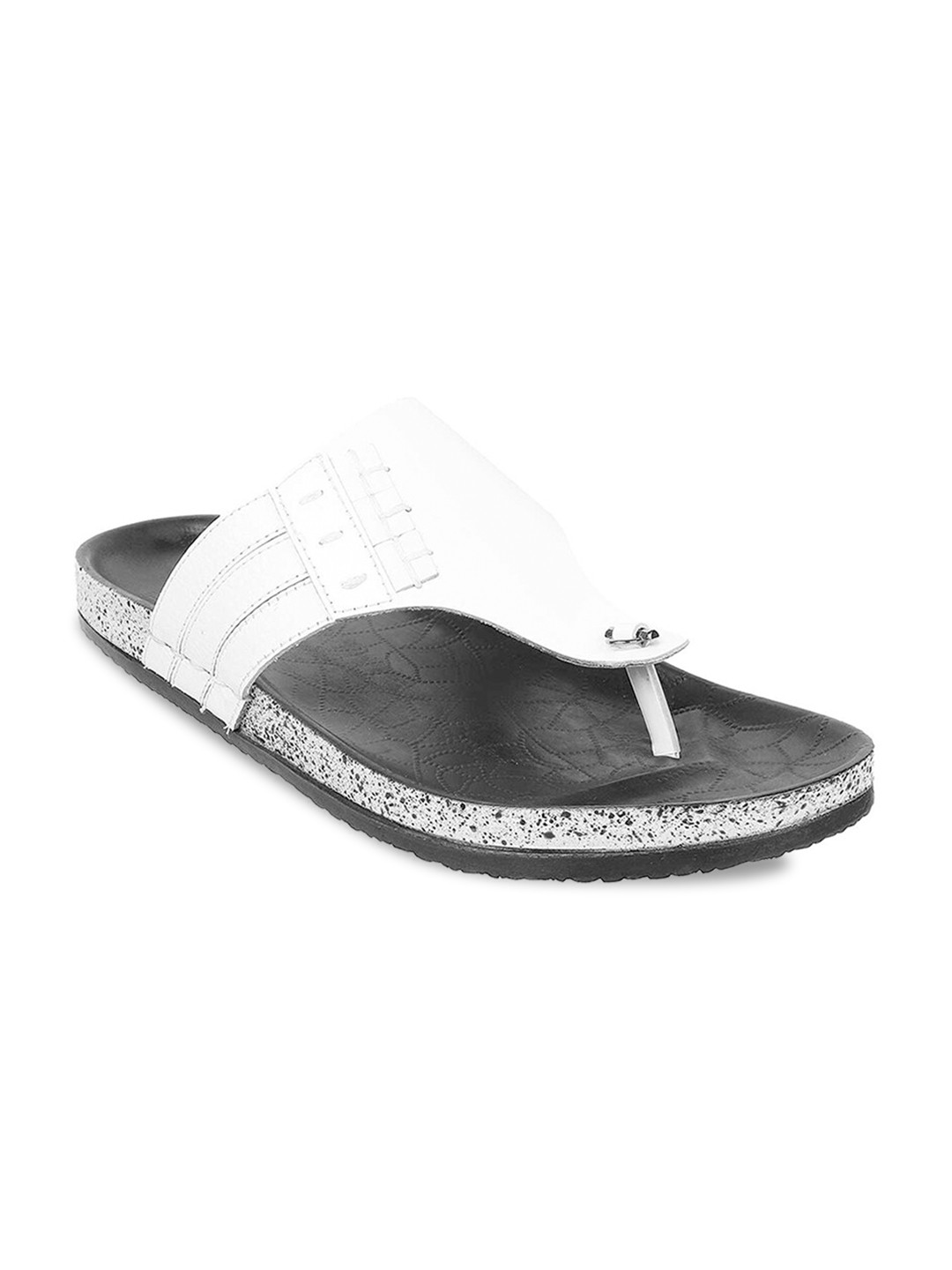 

Mochi Men White & Black Leather Comfort Sandals